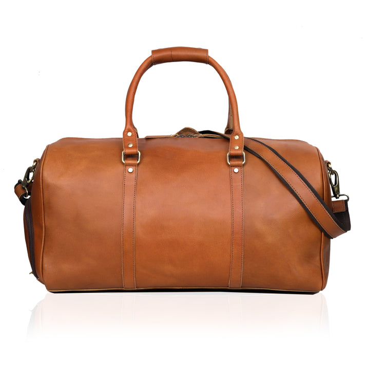 LEATHER DUFFEL BAG FOR MEN  TAN
