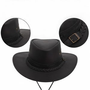 Handmade Genuine Leather Western Cowboy Hat  Unisex Braided Band Detail