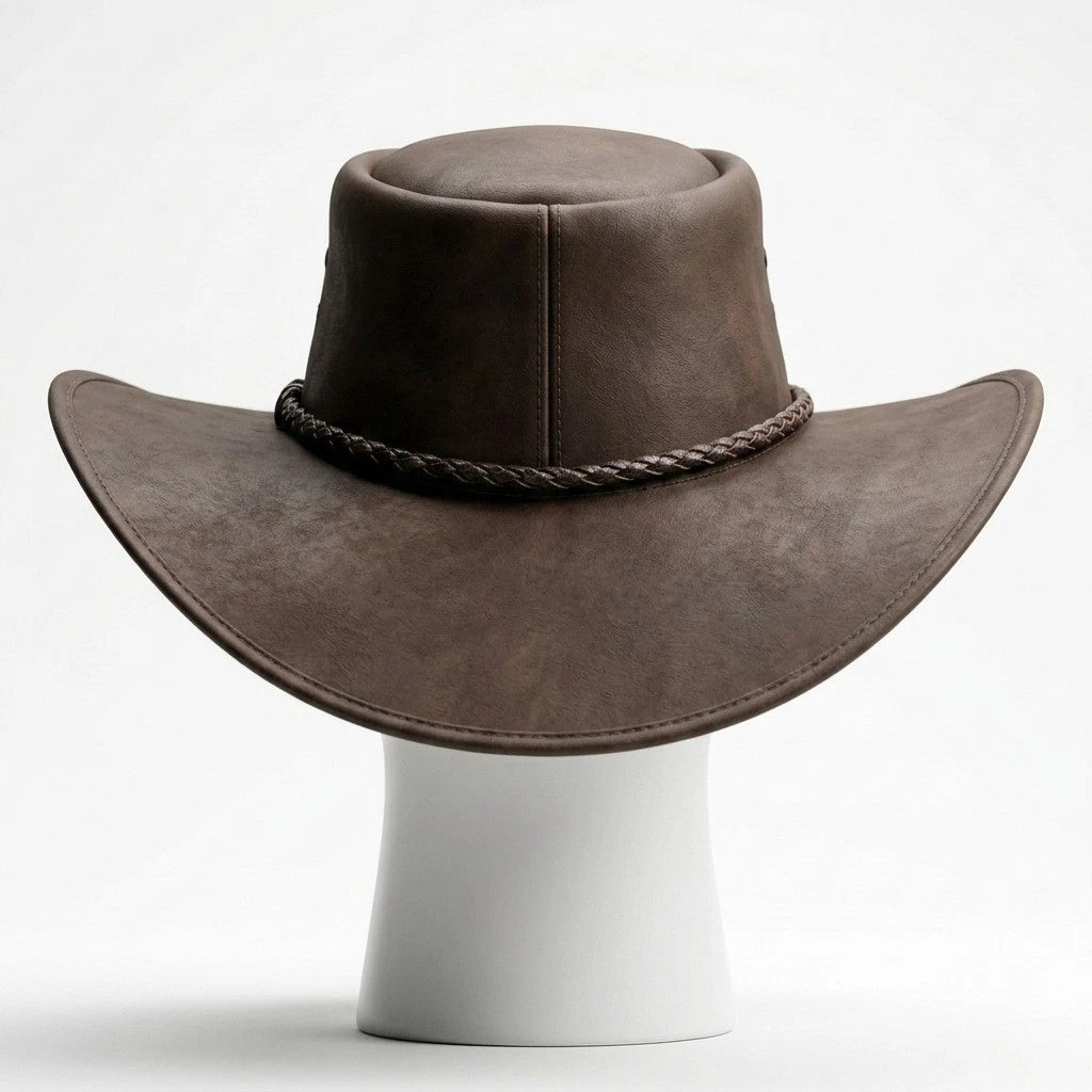 Australian Style Cowboy Hat Genuine Leather Top Quality Western Leather Hat