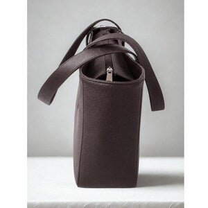 Handmade Dark Brown Leather Tote  Womens Work Laptop Bag  Minimalist Shoulder Purse