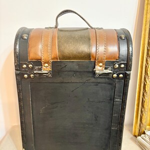 Antique Style Wooden Wine Box  Faux Leather Trunk Carrier