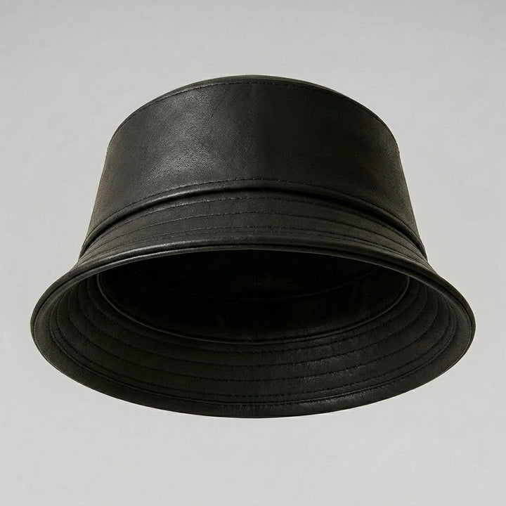 Handmade Black Leather Bucket Hat For Casual Wear Festival Style Gift
