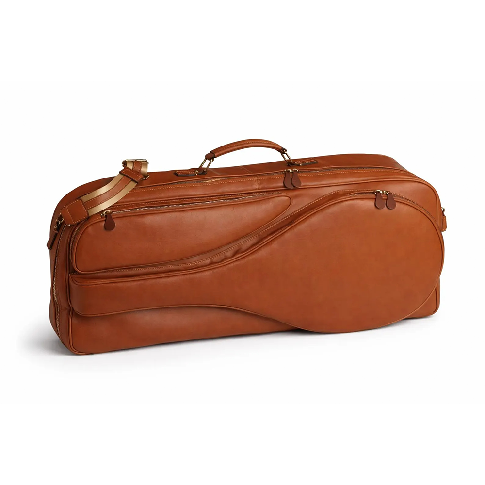 Handmade Tan Leather Tennis Racket Bag  Cowhide Duffle