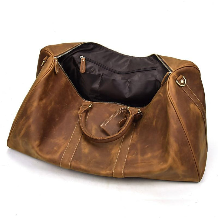 The Weekender  Handcrafted Leather Duffle Bag brown and drak brown
