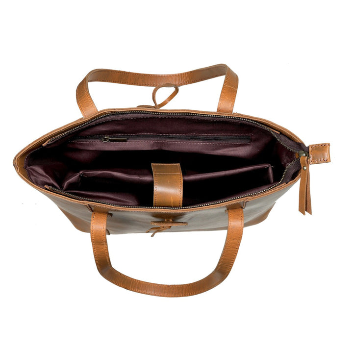 savannah almost perfect leather tote bag brown