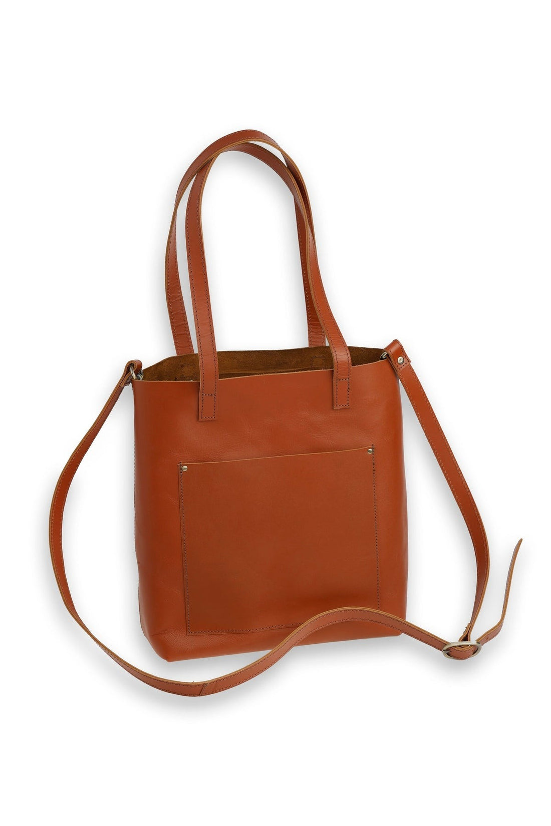 classic leather tote bag - saddle brown