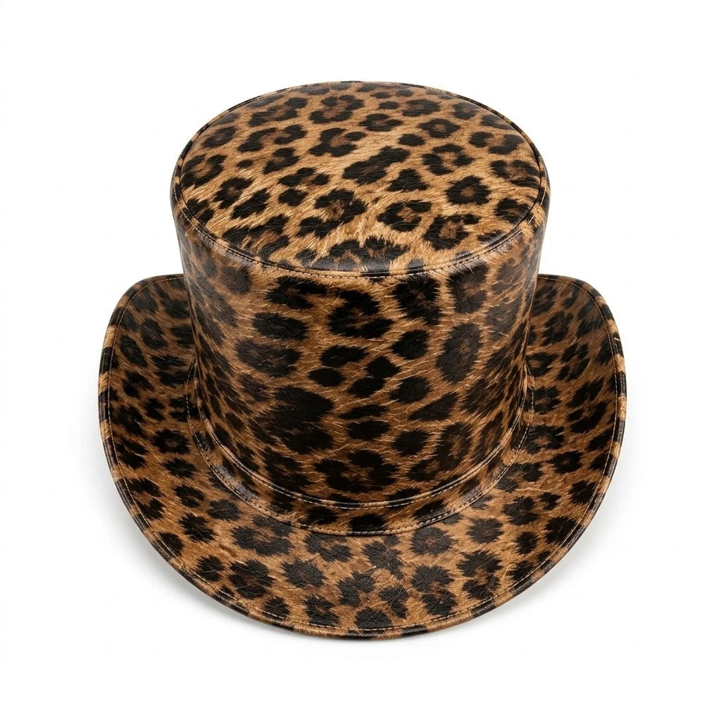 Leopard Print Victorian Top Hat Animal Pattern Steampunk Gothic Costume Hat