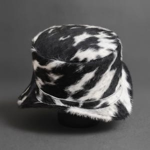 Handmade Hair On Cowhide Leather Top Hat Steampunk Western Style  One of a Kind