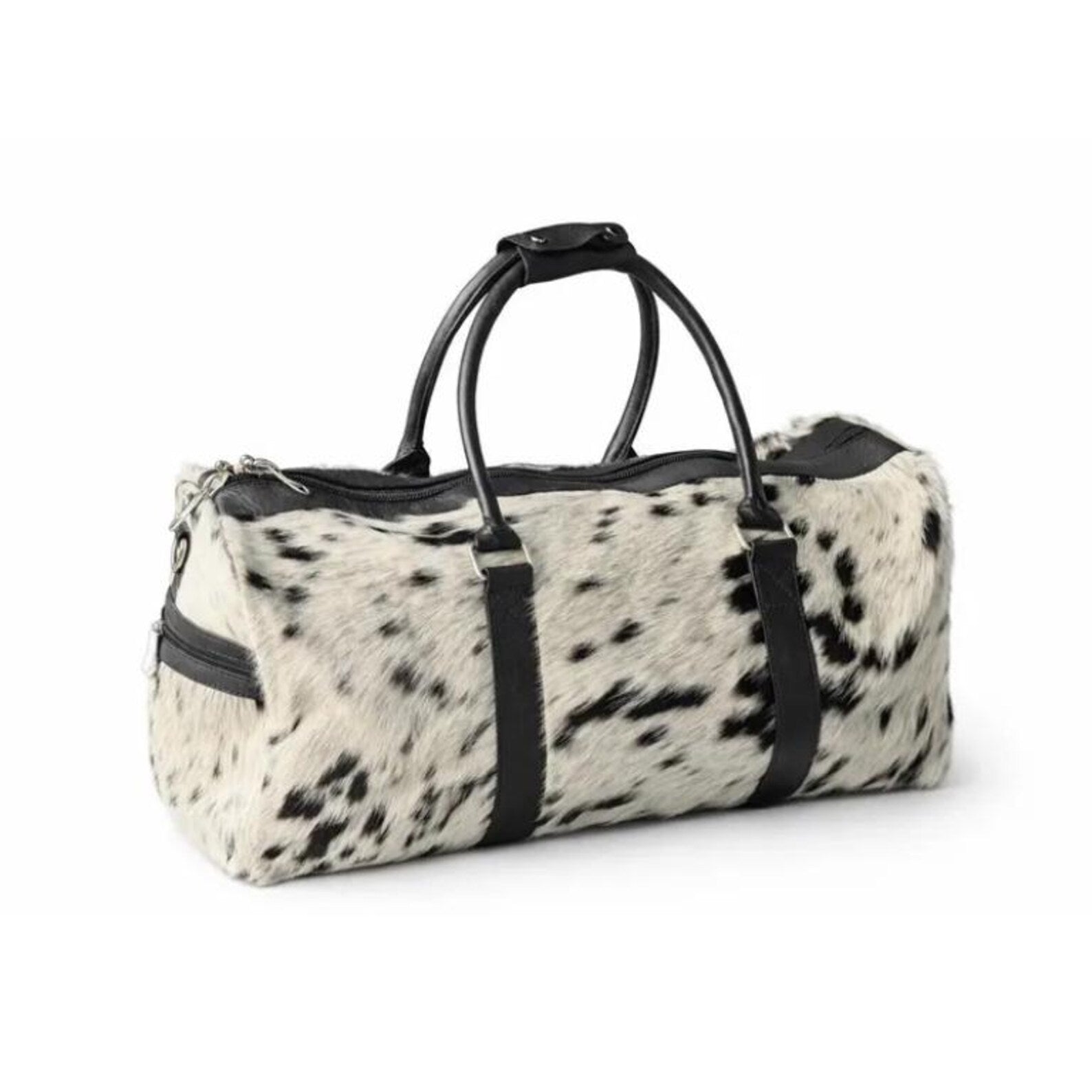 Genuine Hairon Cowhide Duffle Bag Leather Overnight Travel Weekender Gift Bag