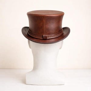 Handmade Leather Top Hat Rustic Unisex Braided Band Gothic Steampunk Style