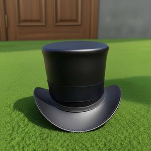 Handmade Black Leather Top Hat Victorian Steampunk Cosplay Accessory