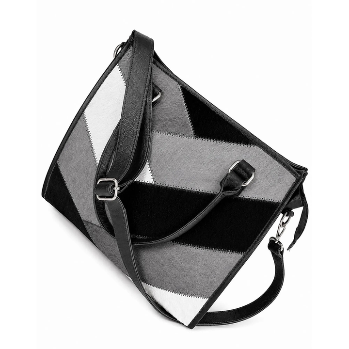 Cow Hairon Leather Tote Bag Western Patchwork Bohemian Handbag