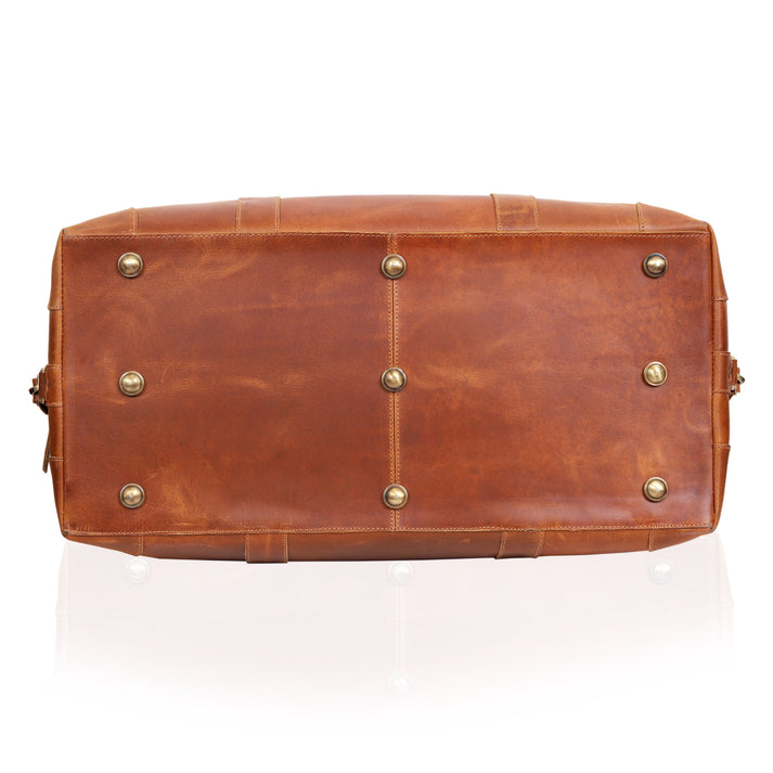 FRENCH LEATHER DUFFEL BAG MEN  TAN  20 INCH