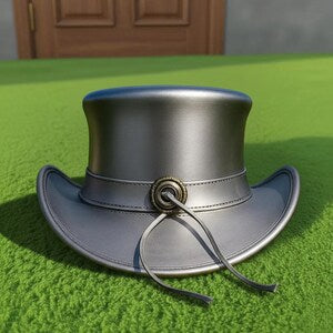 Metallic Silver Leather Top Hat Steampunk Festival Cosplay Accessory