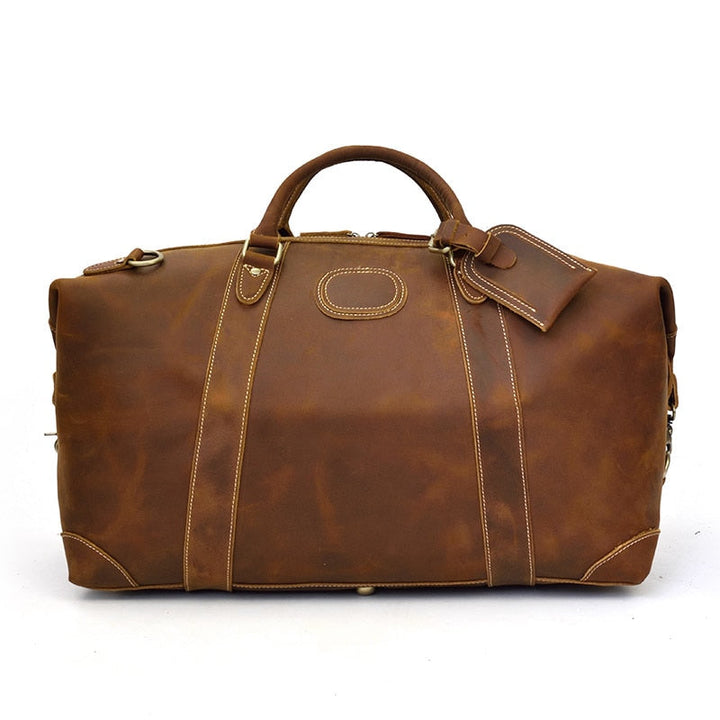 The  Duffle Bag  Vintage Leather Weekender brown and dark brown
