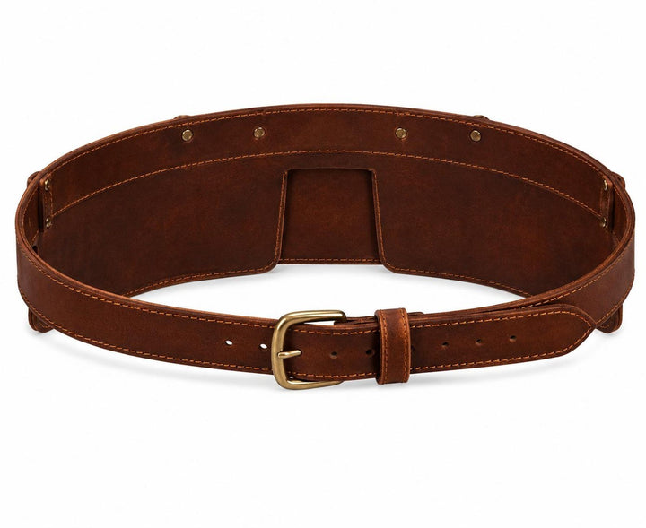 Brown Leather Tool Belt  Vintage Style with Pockets & Loops
