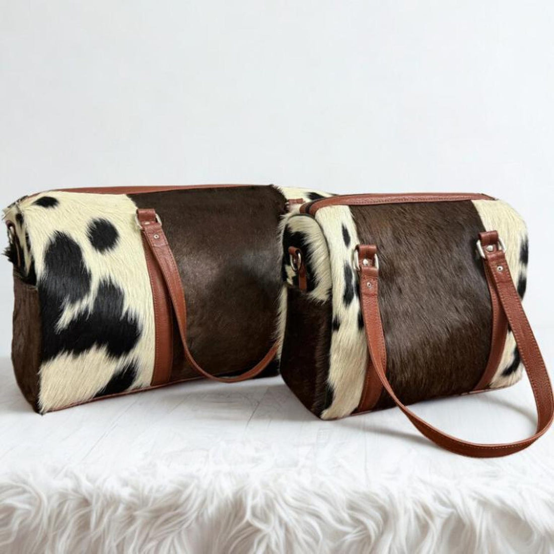 Handmade Hair-On Cowhide Duffel Bag Set