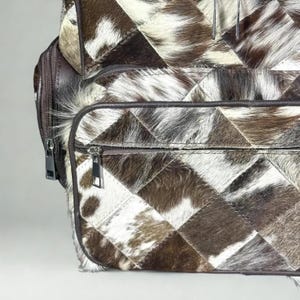 Handmade Hair On Cowhide Backpack  Natural Patchwork Leather Travel Backpack