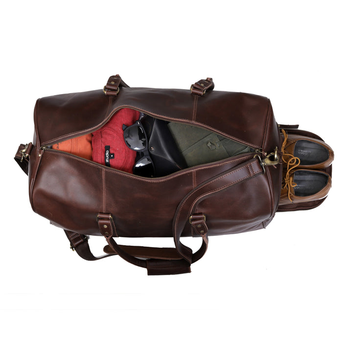 LEATHER DUFFEL BAG FOR MEN  BROWN