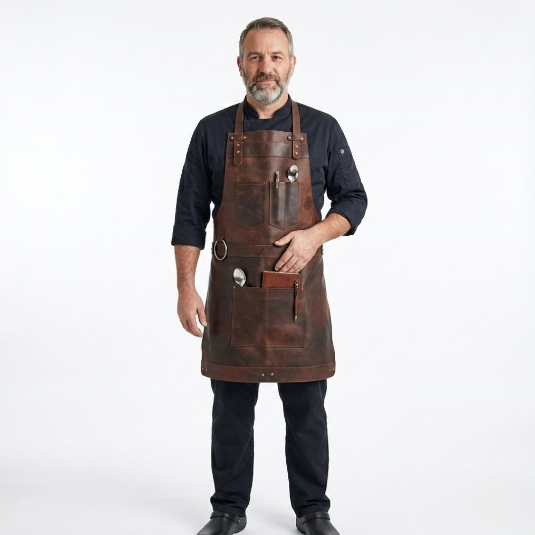 The Bristol Dark Brown Full Grain Leather Apron