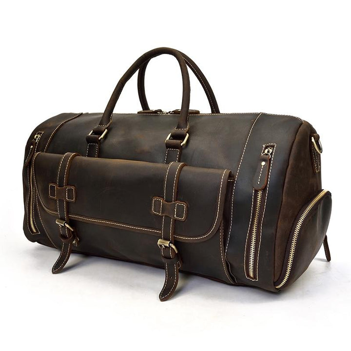 The Weekender  Handmade Leather Duffle Bag brown and dark brown