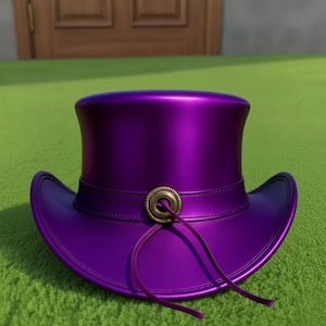Handmade Metallic Purple Leather Top Hat  Steampunk Festival Accessory