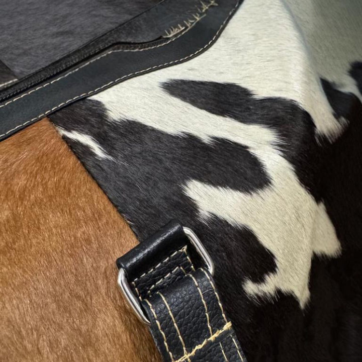 Hair On Cow hide Leather Duffle Bag Handmade Weekender Travel Bag