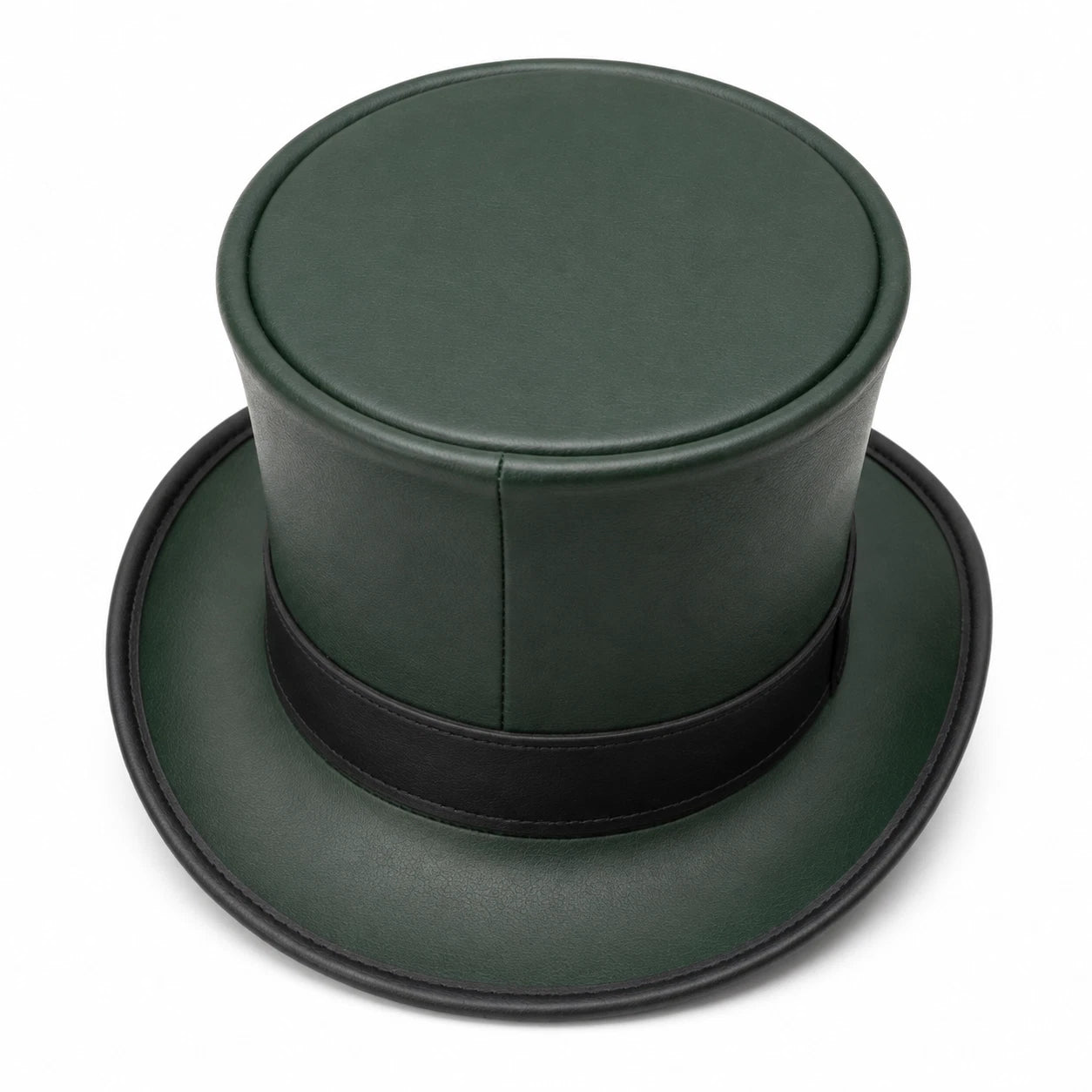 Green Steampunk Top Hat Black Faux Leather Gold Buckle Gothic Western Costume