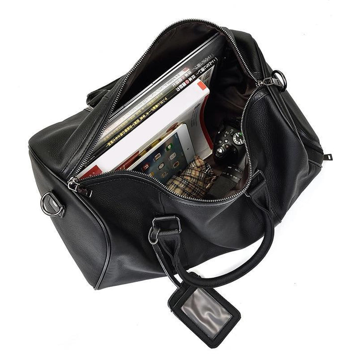 The Weekender  Vintage Leather Duffle Bag black and brown