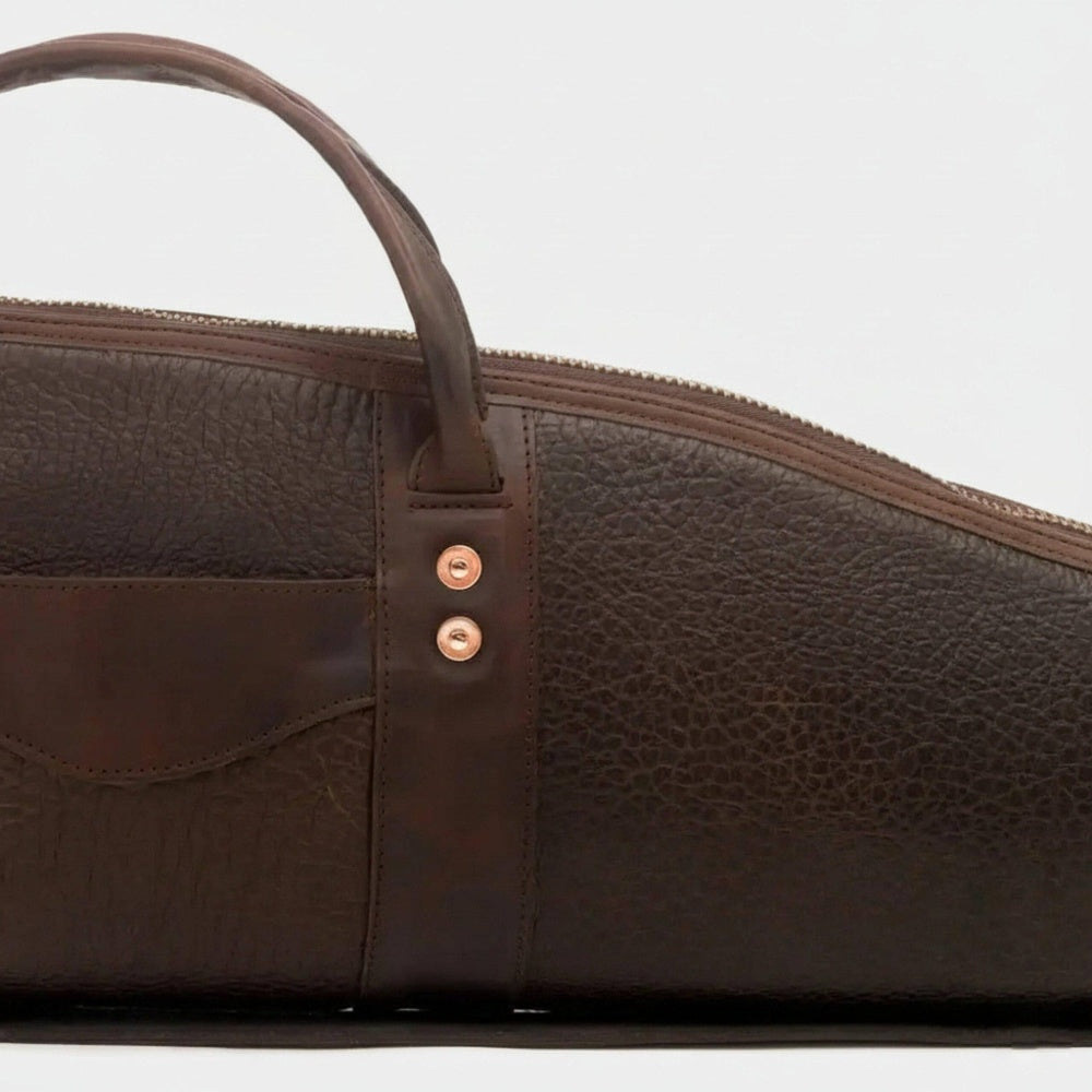 Premium Dark Brown Leather Rifle Case  Heavy Duty Padded Design