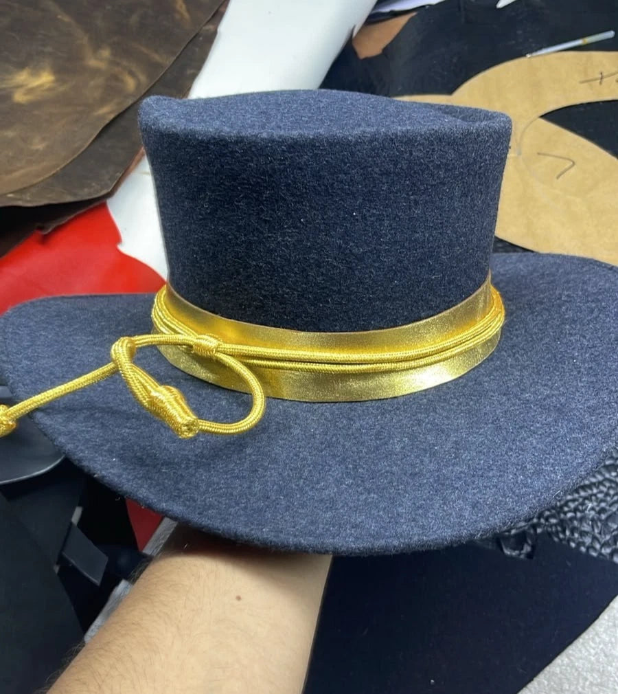 Handmade Wool Top Hat Gold Braid Cord Military Officer Ringmaster Costume