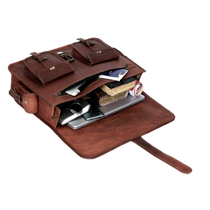LEATHER MESSENGER LAPTOP BAG  SMALL