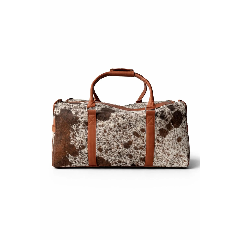 HairOn Cowhide Tan and white Duffle Bag  Handmade Leather Weekender