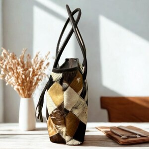 Hair On Cowhide Tote Bag Handmade Leather Shoulder Bag