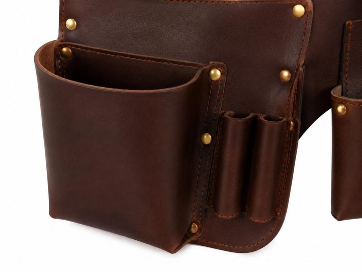 Handmade Leather Gardening Belt Florist Tool Holder Harvest Apron with Pockets