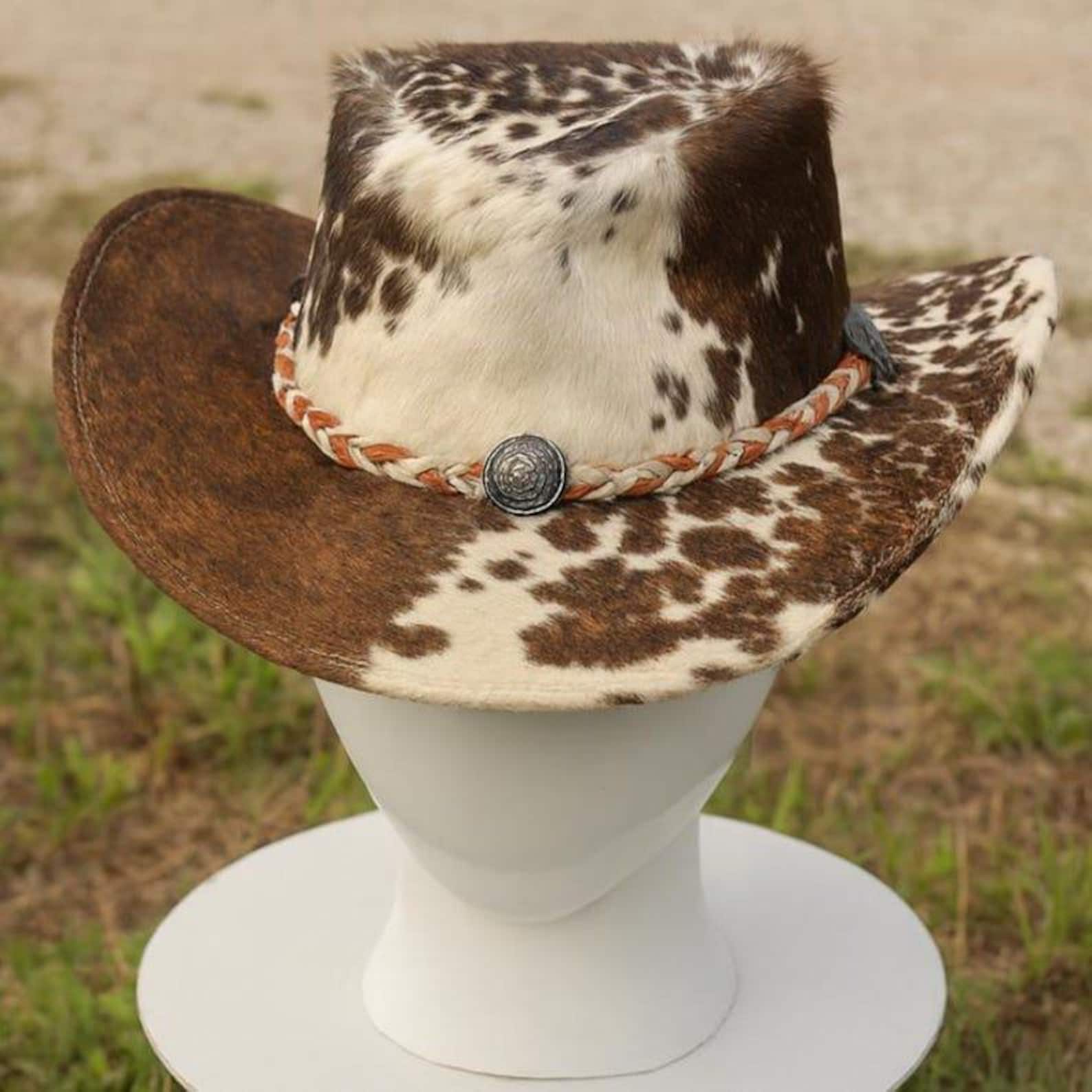 Handmade Cowhide Leather Top Hat Steampunk Western Cosplay Accessory