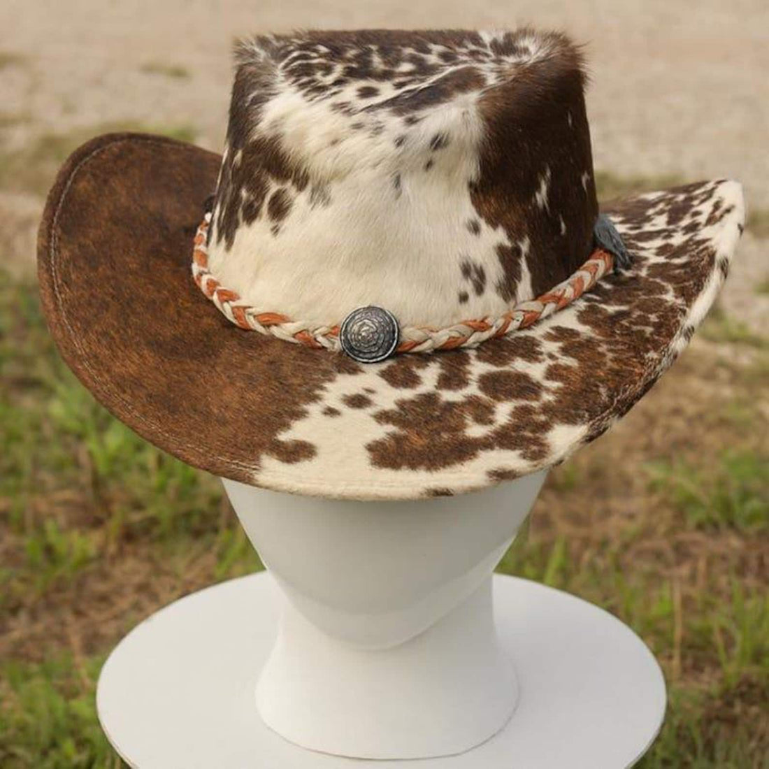 Handmade Cowhide Leather Top Hat Steampunk Western Cosplay Accessory