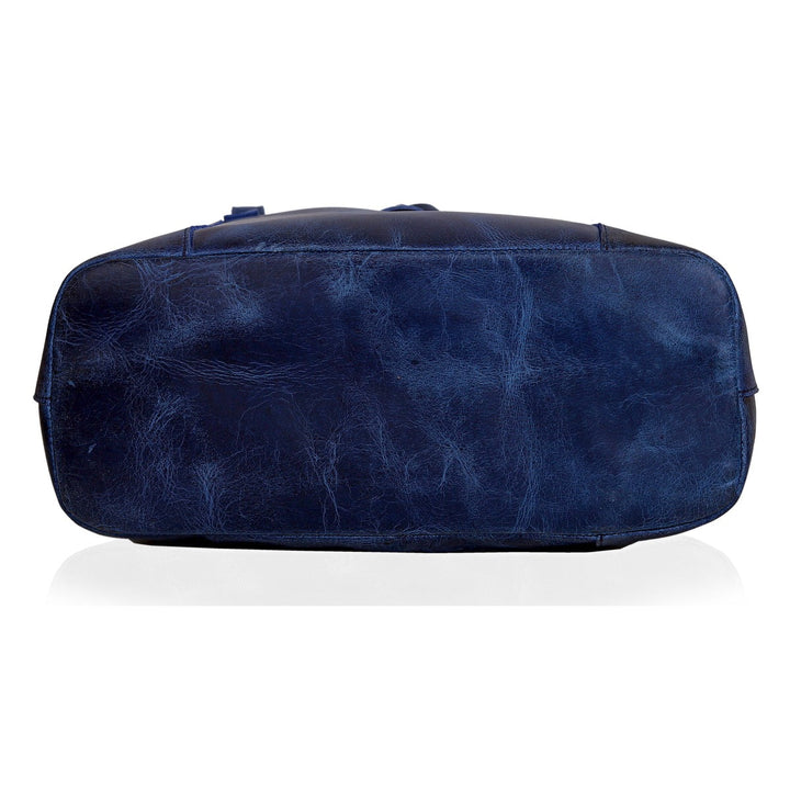 seinna leather tote bag- blue