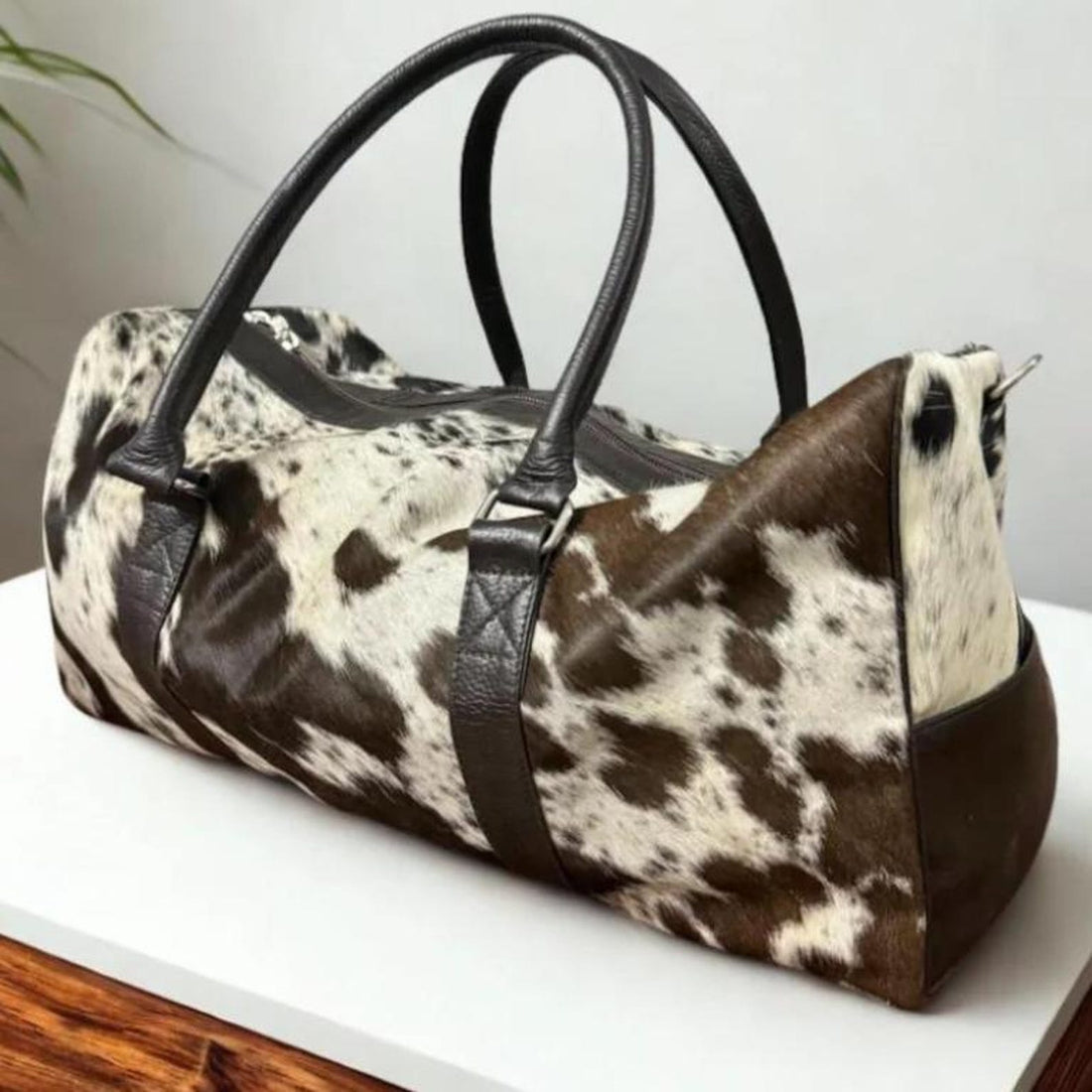 Personalized Hair On Cowhide Leather Weekender Travel Bag