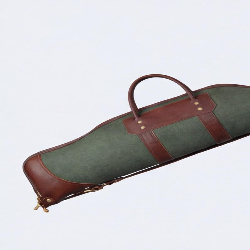 Reinforced Canvas  Leather Rifle Case with Webbing Shoulder Strap
