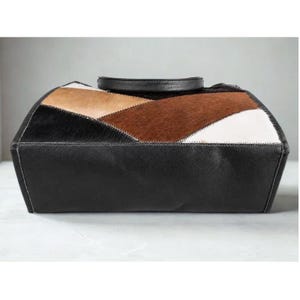 Cow Hair On Leather Tote  Western Patchwork Bohemian Shoulder Handbag