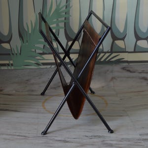 Folding Leather Magazine Rack Newspaper Holder