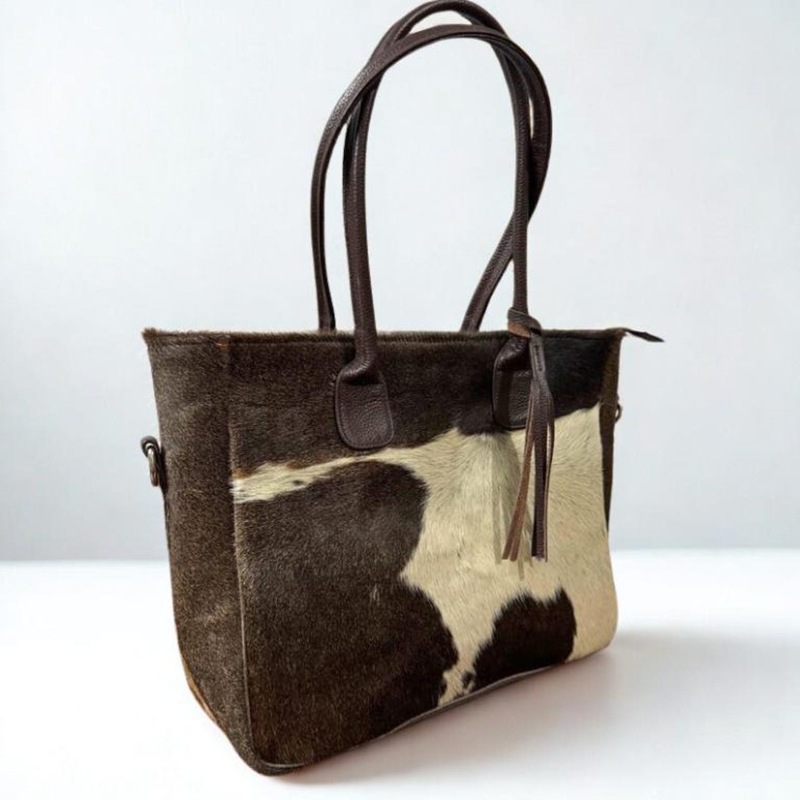 Handmade Cowhide Tote Bag Hair On Leather Western Bag