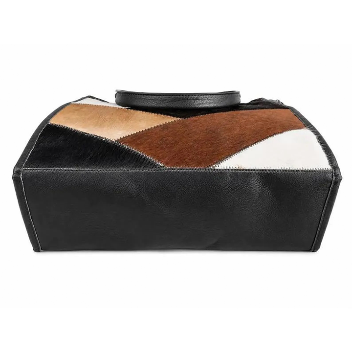 Cow Hairon Leather Tote Bag Western Patchwork Bohemian Handbag1