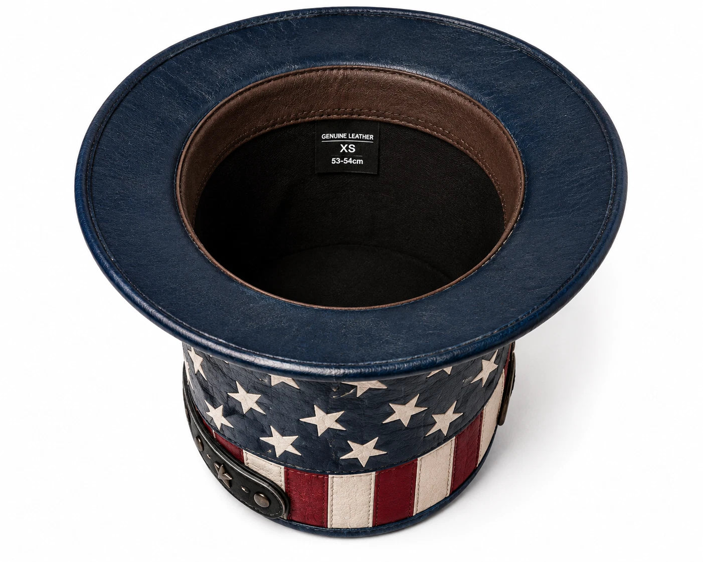 American Flag Leather Top Hat Patriotic Cowboy Western Costume Steampunk Hat