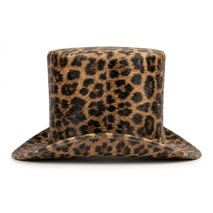 Leopard Print Victorian Top Hat Animal Pattern Steampunk Gothic Costume Hat