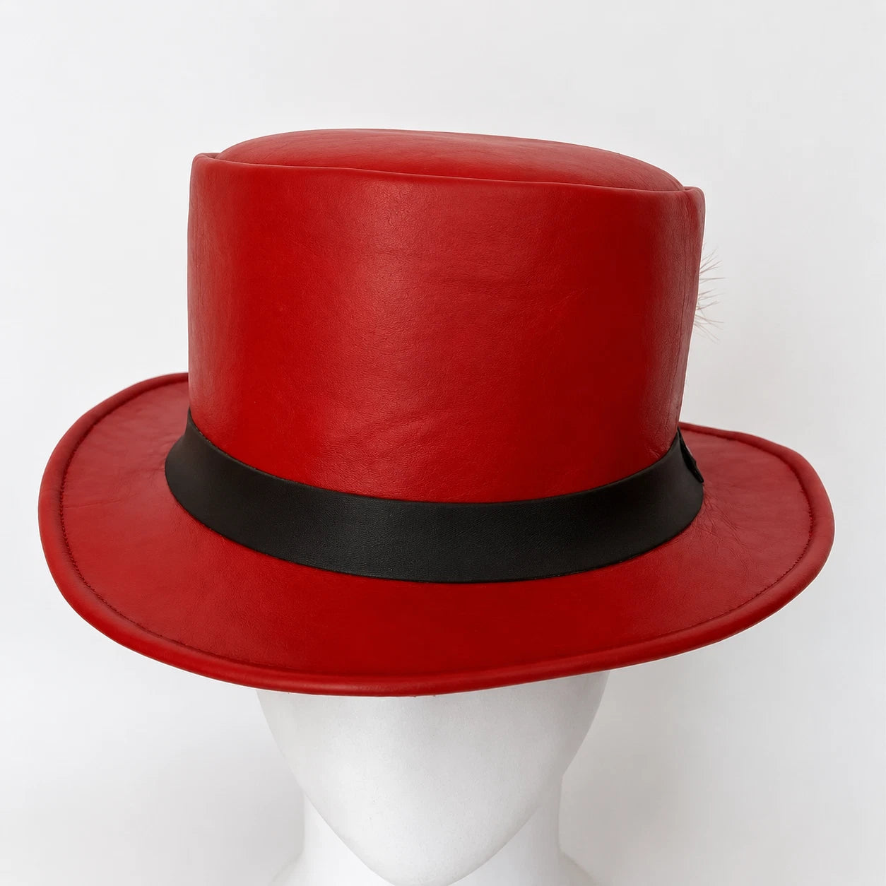Men Women Red Leather Top Hat Steampunk Gothic Victorian Halloween Costume