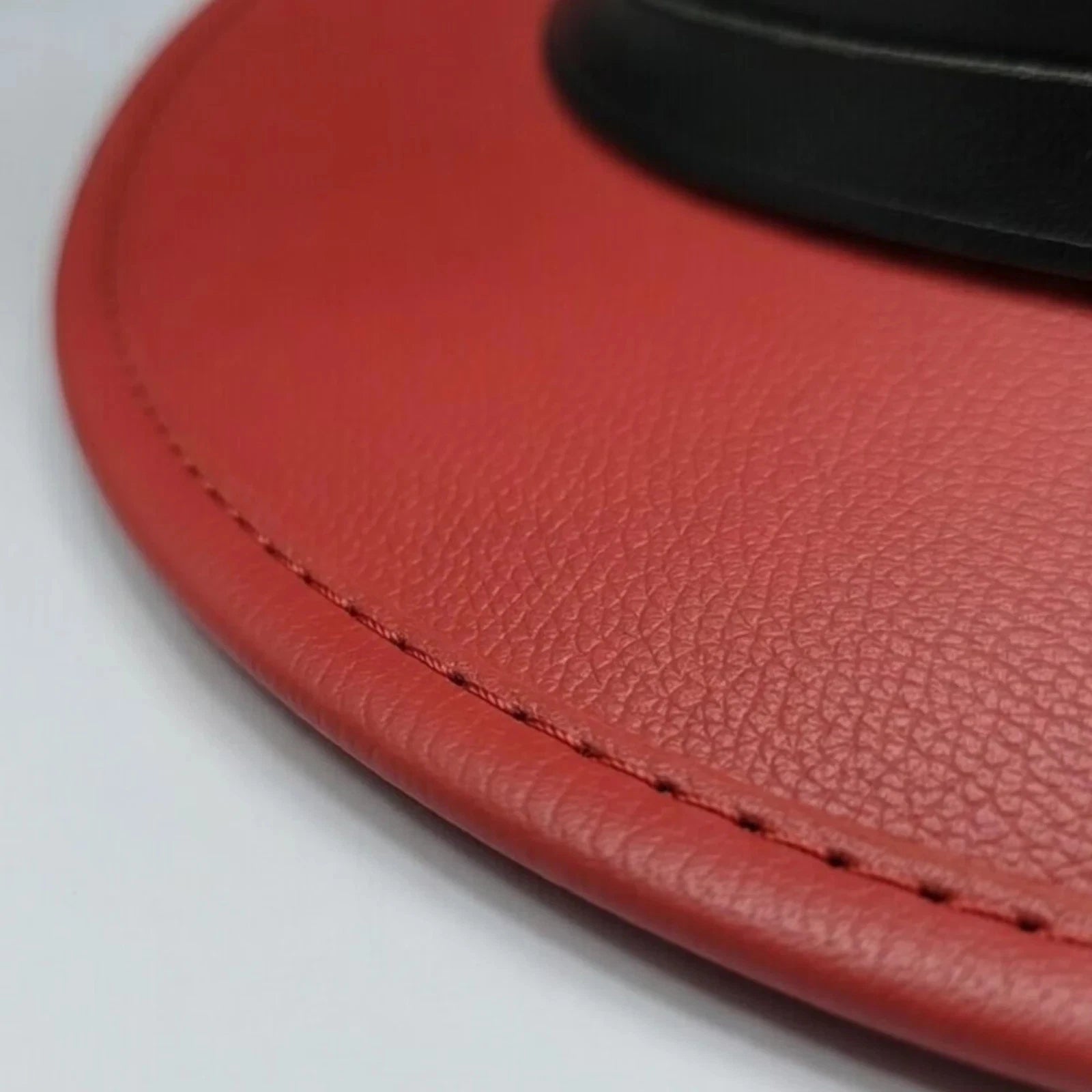 Premium Genuine Leather Top Hat Red Skull Band Gothic Steampunk Costume