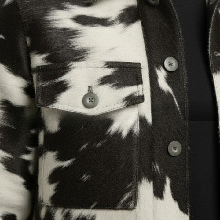 Mens Black and White Asymmetric Zip Leather Jacket with Wide Lapel  Modern Statement Outerwear