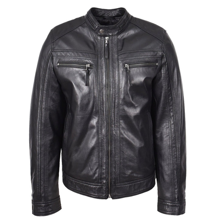 Mens Leather Biker Jacket Motorsport Logos Bobby Red